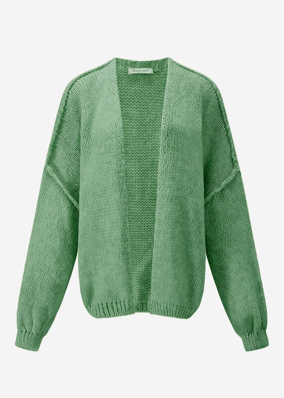 Lässiger Cardigan mit Außennähten - salbeigrün