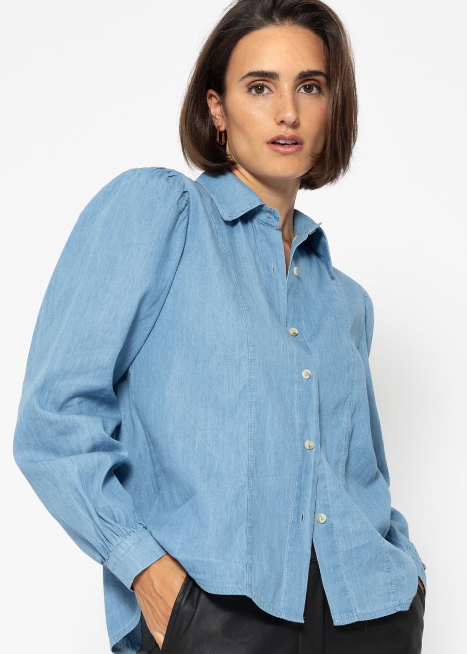 Feminine Denim Bluse - blau