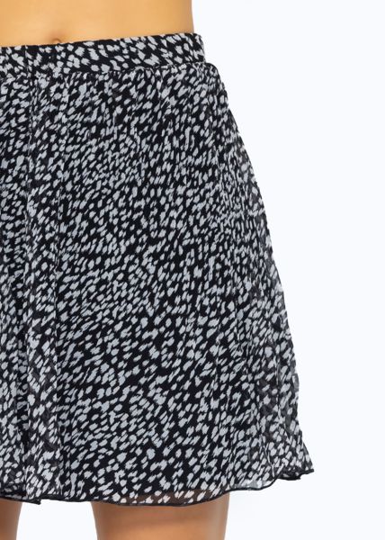 Plissée Rock mit Print - schwarz-weiß