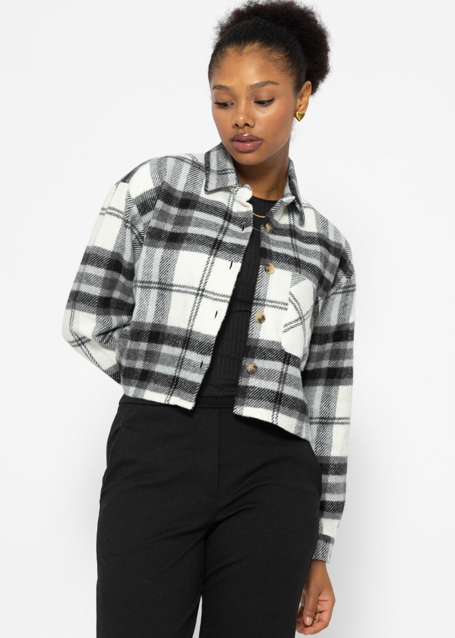 Cropped Jacke, kariert - schwarz-weiß-grau