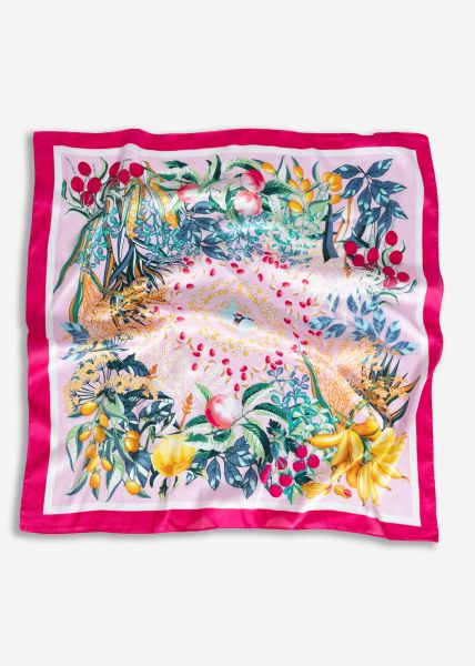 Halstuch mit Blumen und Früchten - rosa