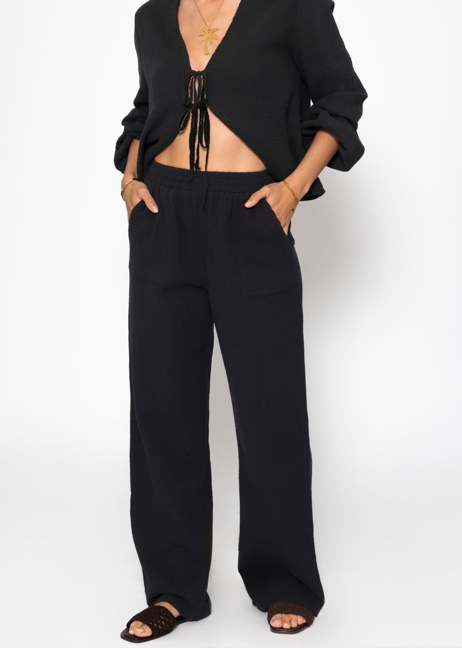 Musselin Hose - schwarz