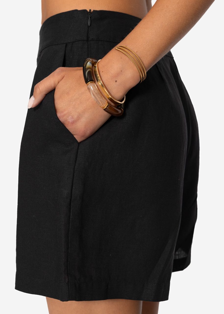 Leinen Shorts - schwarz