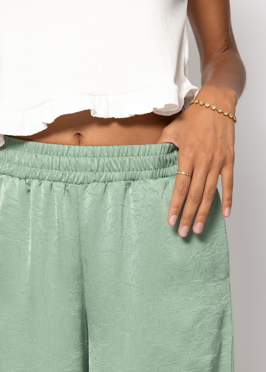 Satin Hose mit weitem Bein - pistaziengrün