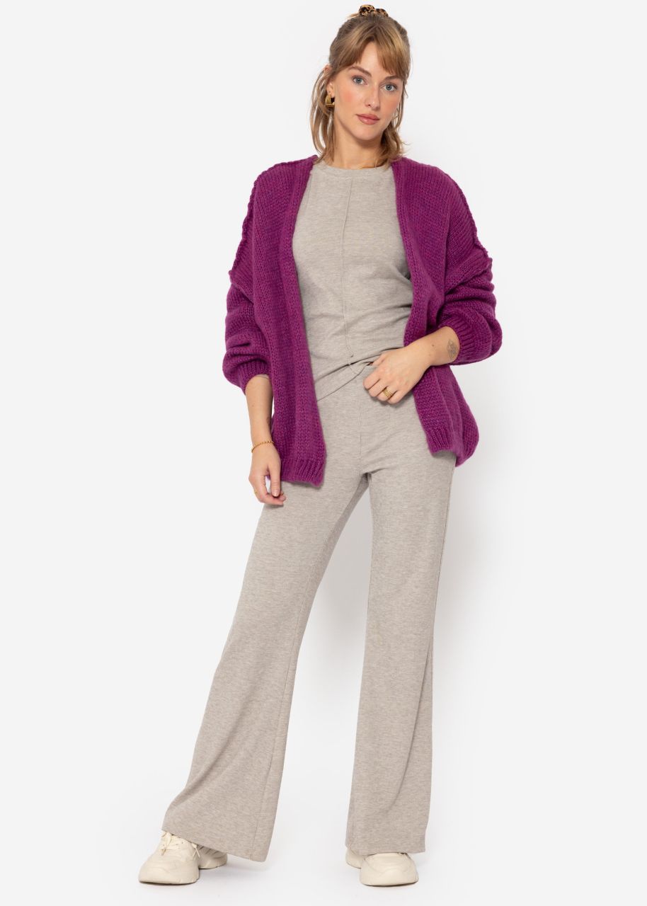 Lässiger Cardigan mit Außennähten - violett