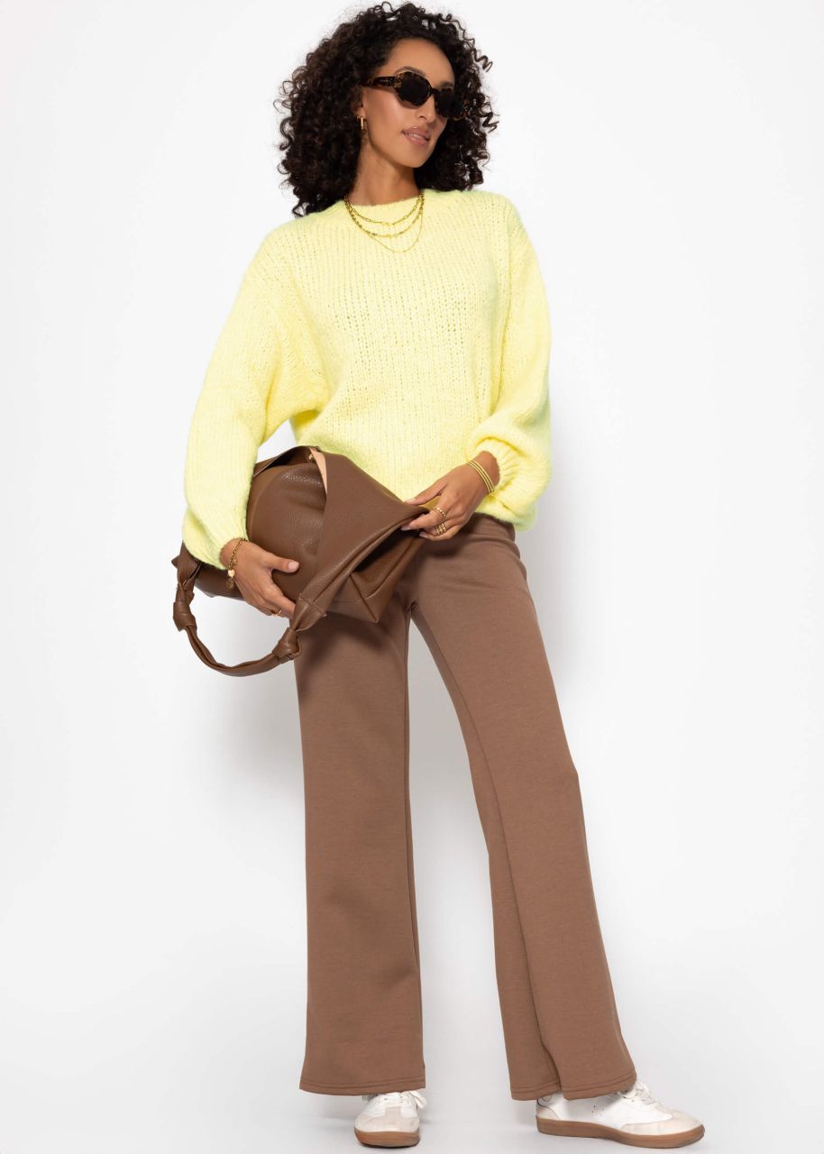 Oversize Pullover mit Rundhals-Ausschnitt - gelb