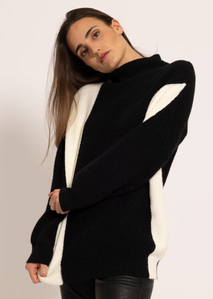 Oversize Pullover, schwarz/offwhite