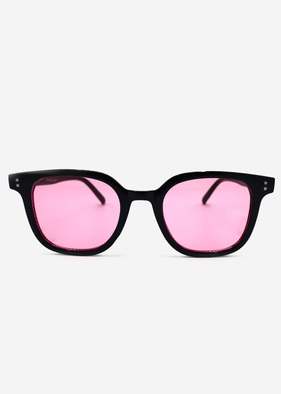 Sonnenbrille mit rosa getönten Gläsern - schwarz