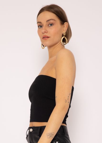 Bandeau Top mit Struktur, schwarz