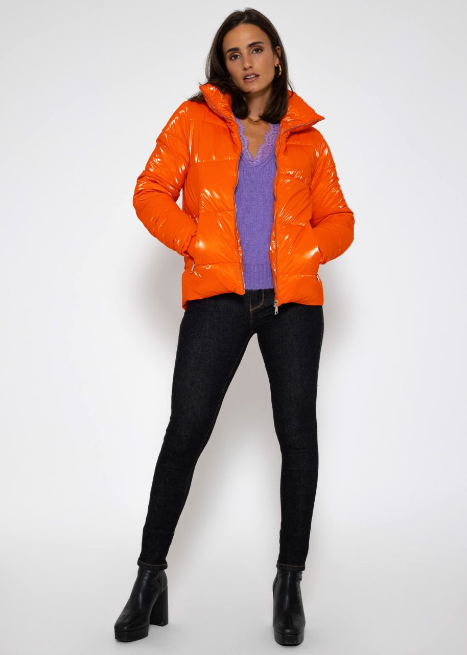 Pufferjacke mit Stehkragen - orange