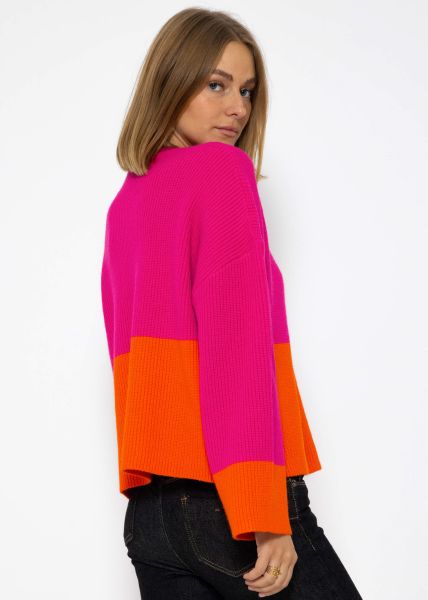 Pullover mit orangefarbenem Saum - pink