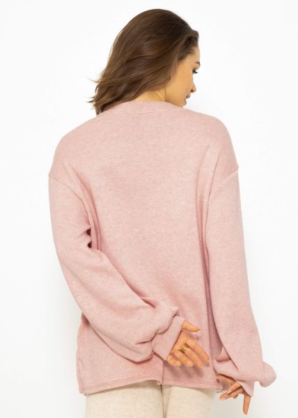 Oversize Sweatshirt mit Stickerei - rosa