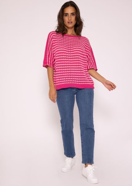Oversize Halbarm Pullover, pink