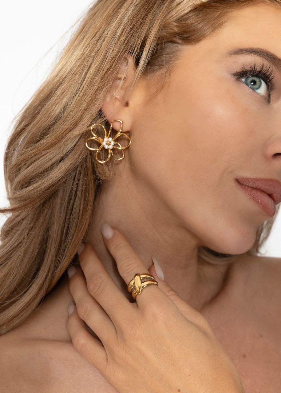 Doppelring mit Detail - gold