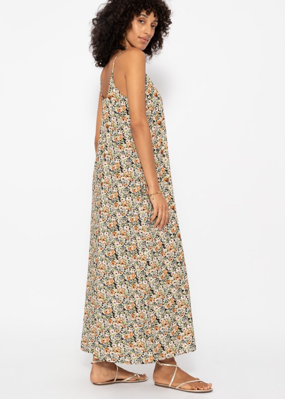 Maxi Kleid mit Blumen-Print - khaki