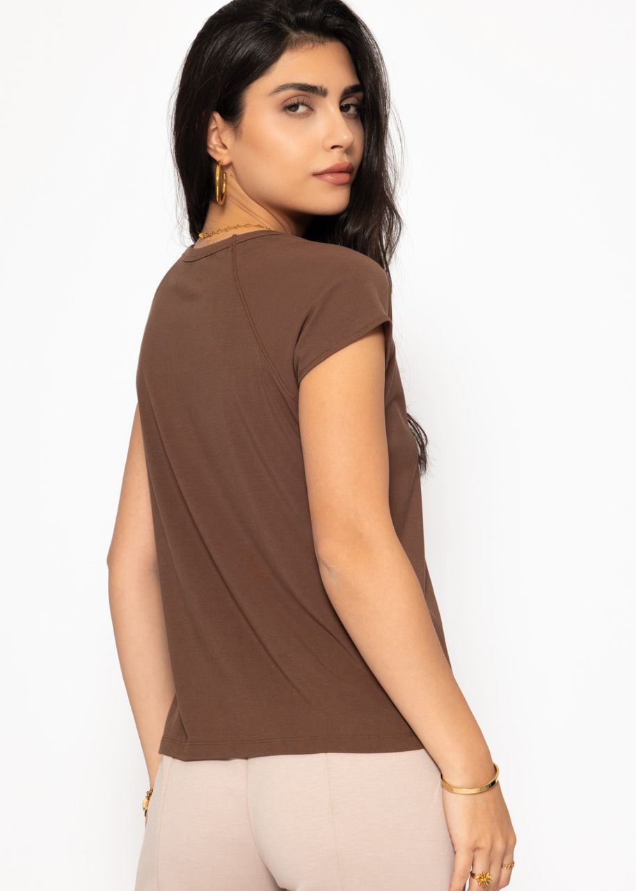 T-Shirt mit Raglannaht - braun