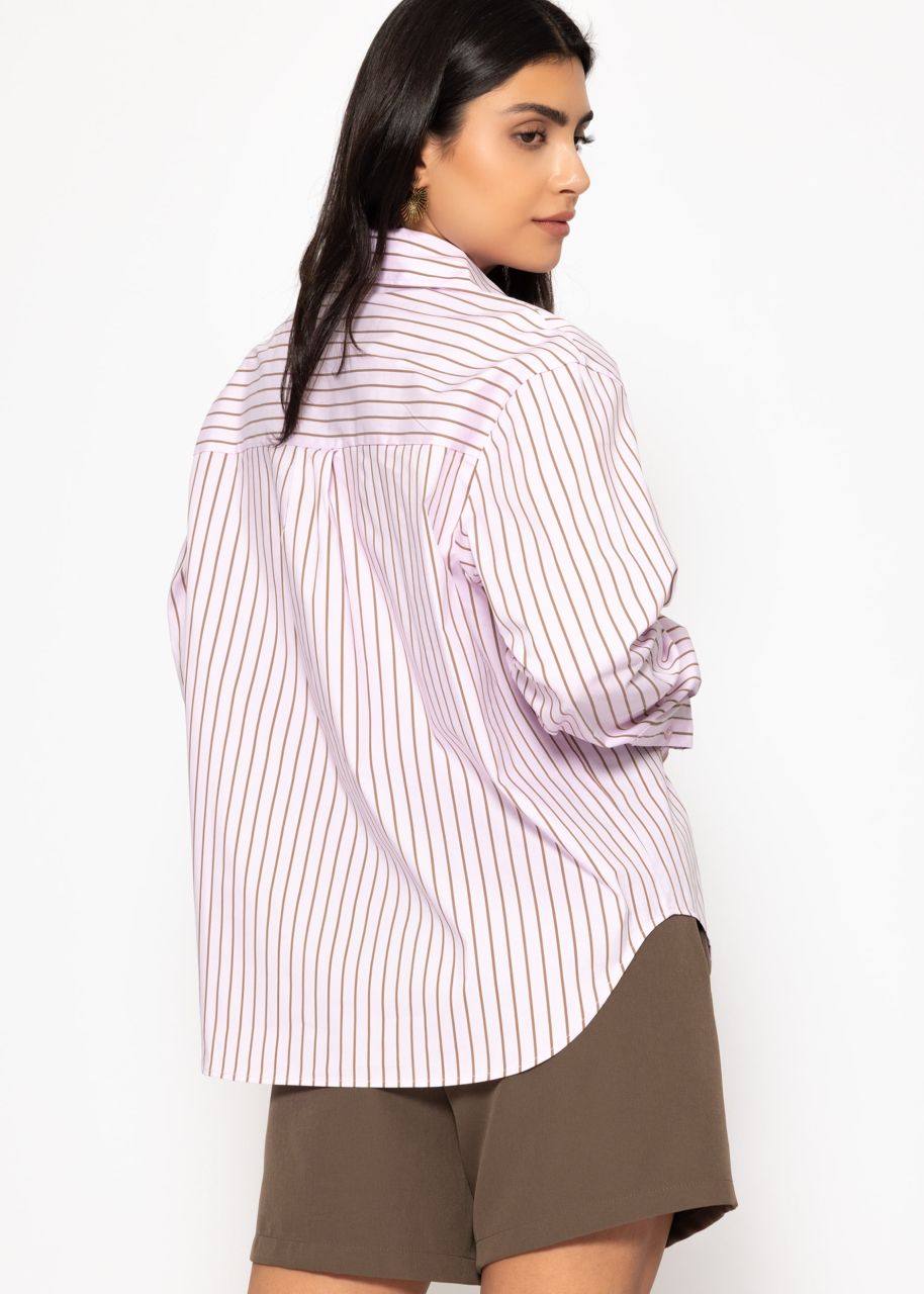 Gestreifte Hemdbluse - rosa