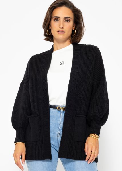 Soft Strick Cardigan mit Taschen - schwarz