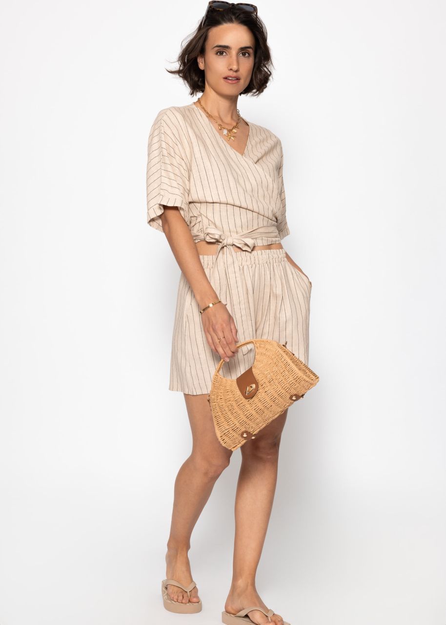 Gestreifte Shorts - beige