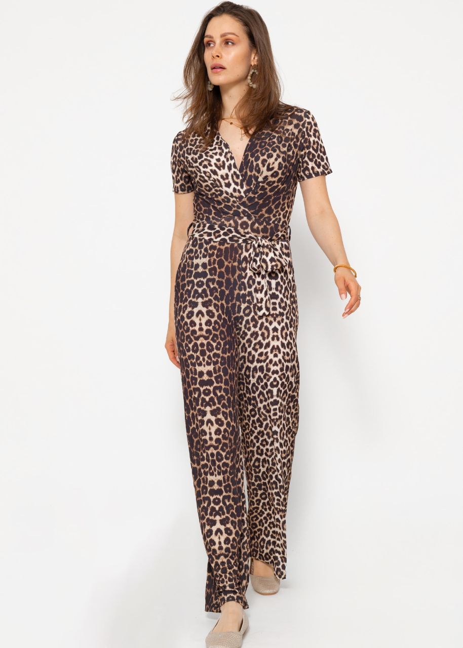 Jumpsuit mit Leo Print - braun