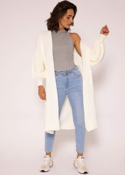 Maxi Cardigan mit Taschen - offwhite