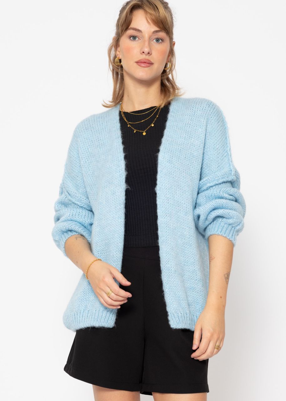 Lässiger Cardigan mit Außennähten - eisblau