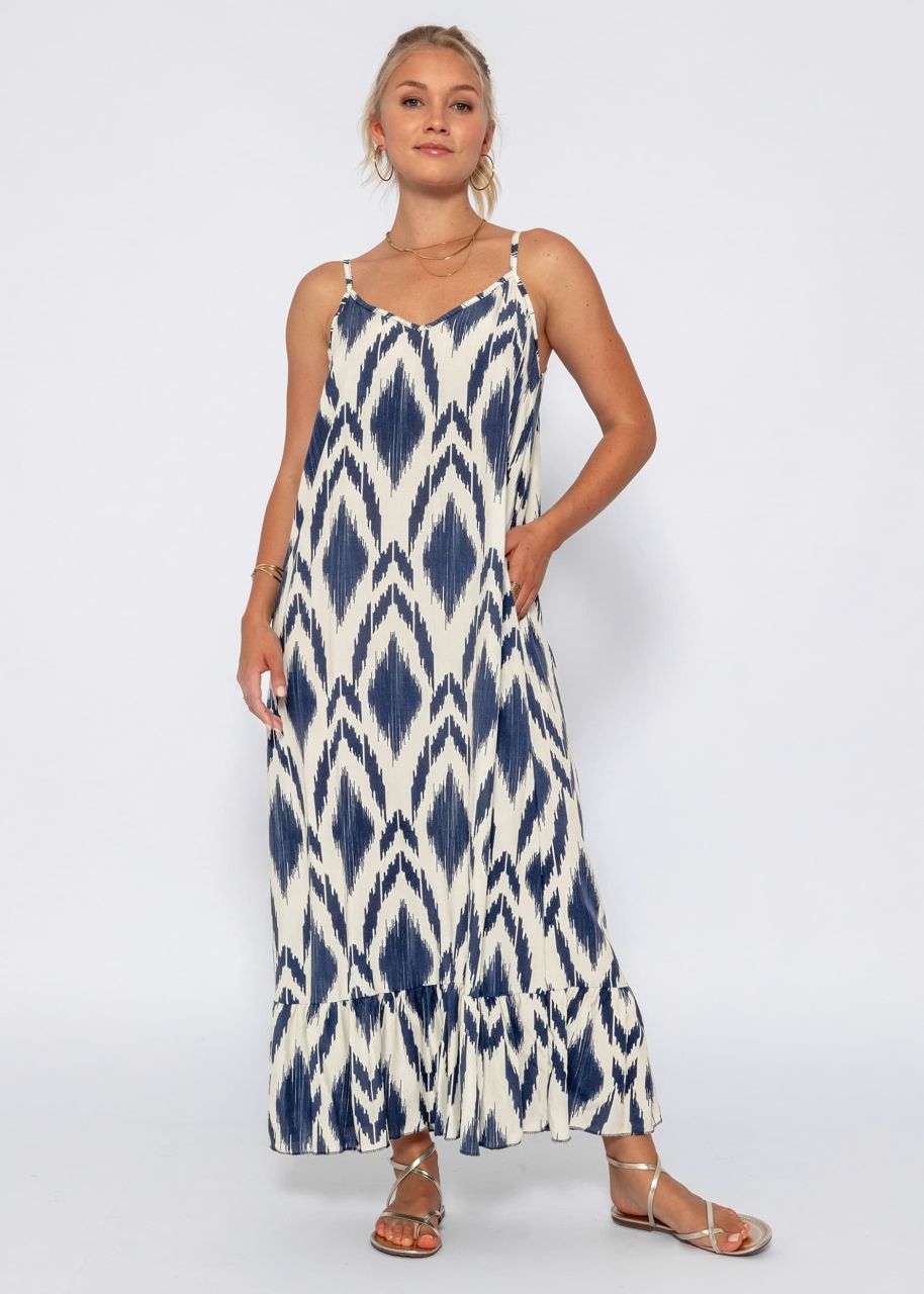 Maxi Kleid mit Print - offwhite-blau