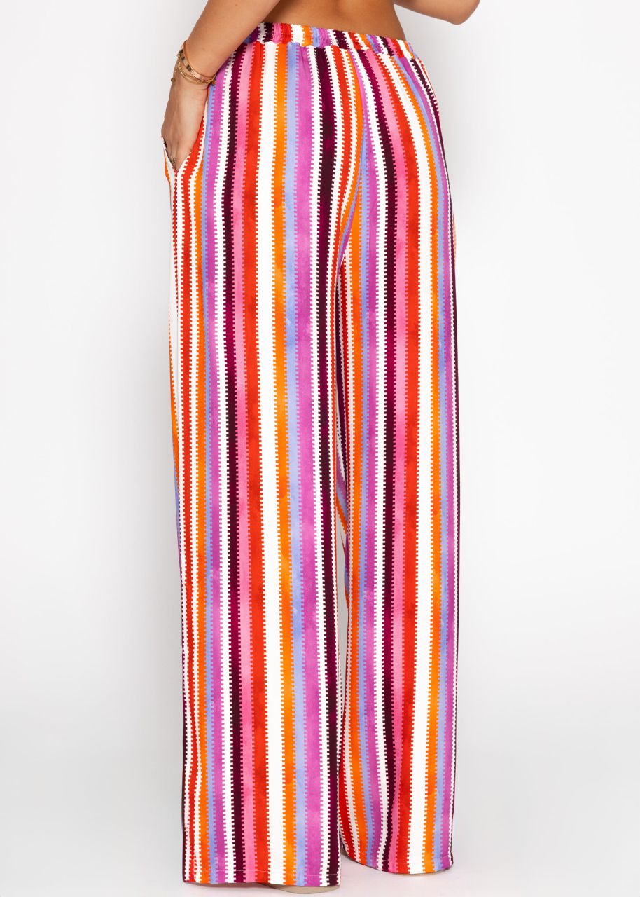 Gemusterte Hose mit weitem Bein - pink
