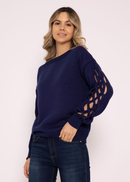 Pullover mit Netz-Muster, blau