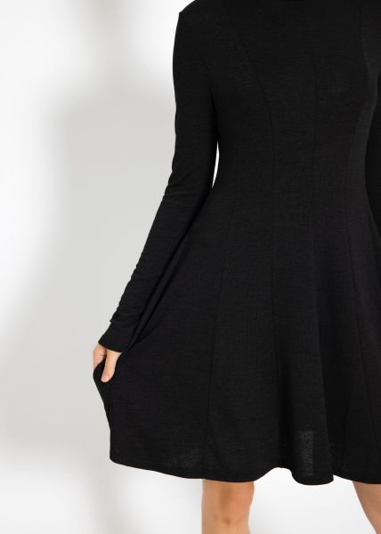 Langarm Jerseykleid - schwarz