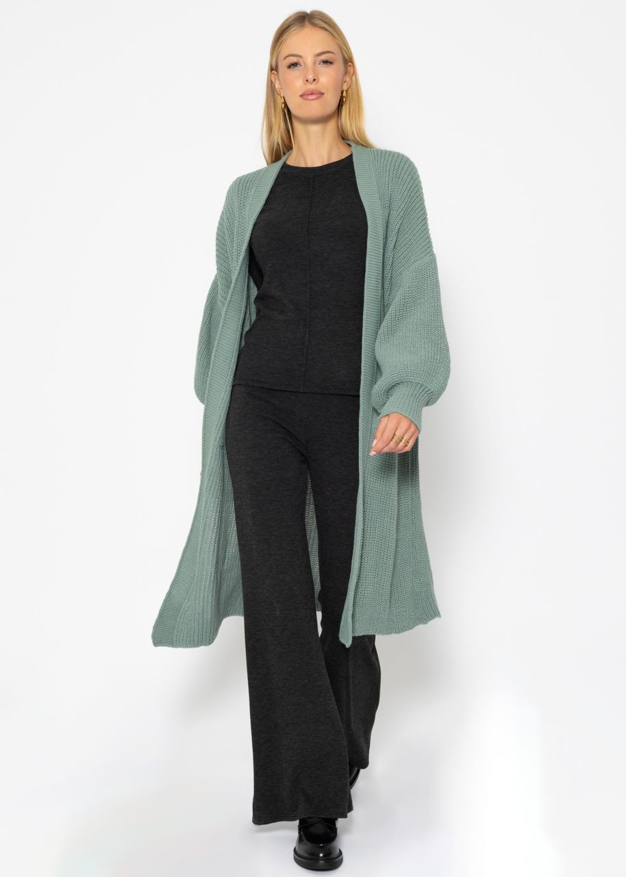 Maxi Cardigan mit Taschen - pastellgrün