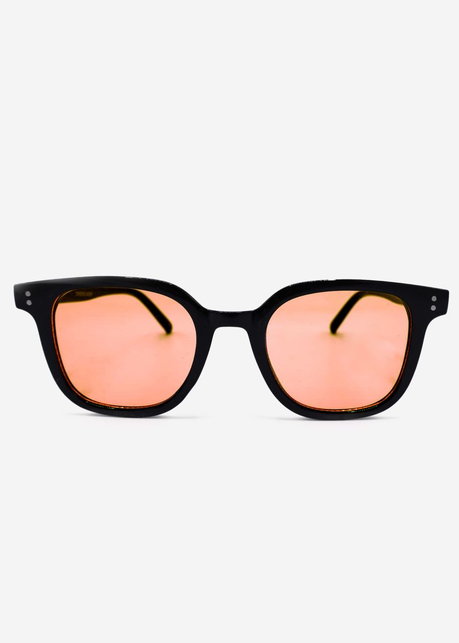 Schwarze Sonnenbrille mit orange getönten Gläsern - schwarz