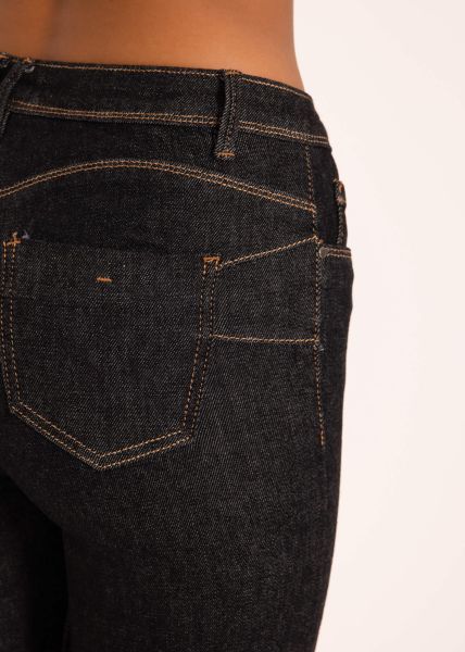 Stretchy Mid Waist Push Up Jeans - schwarz-grau meliert