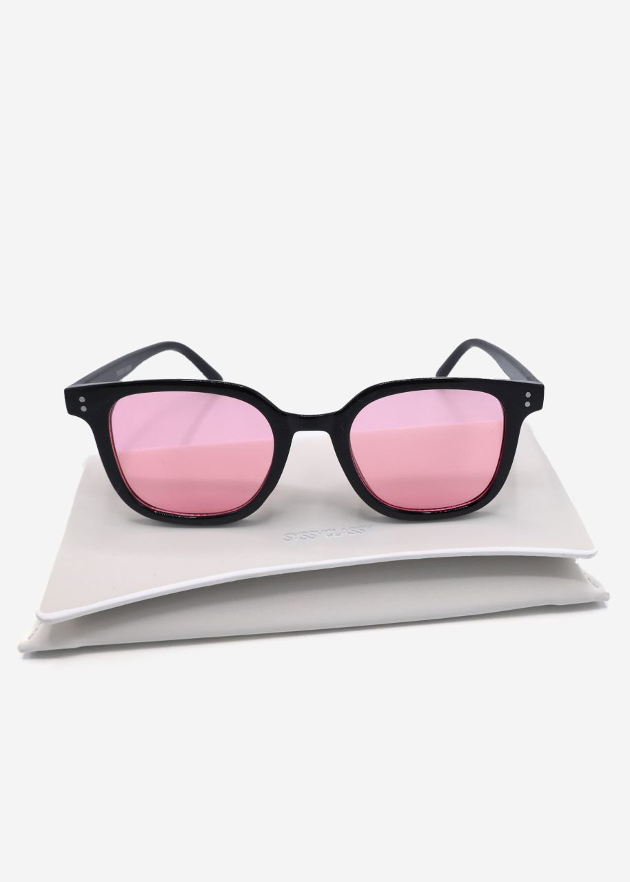 Sonnenbrille mit rosa getönten Gläsern - schwarz