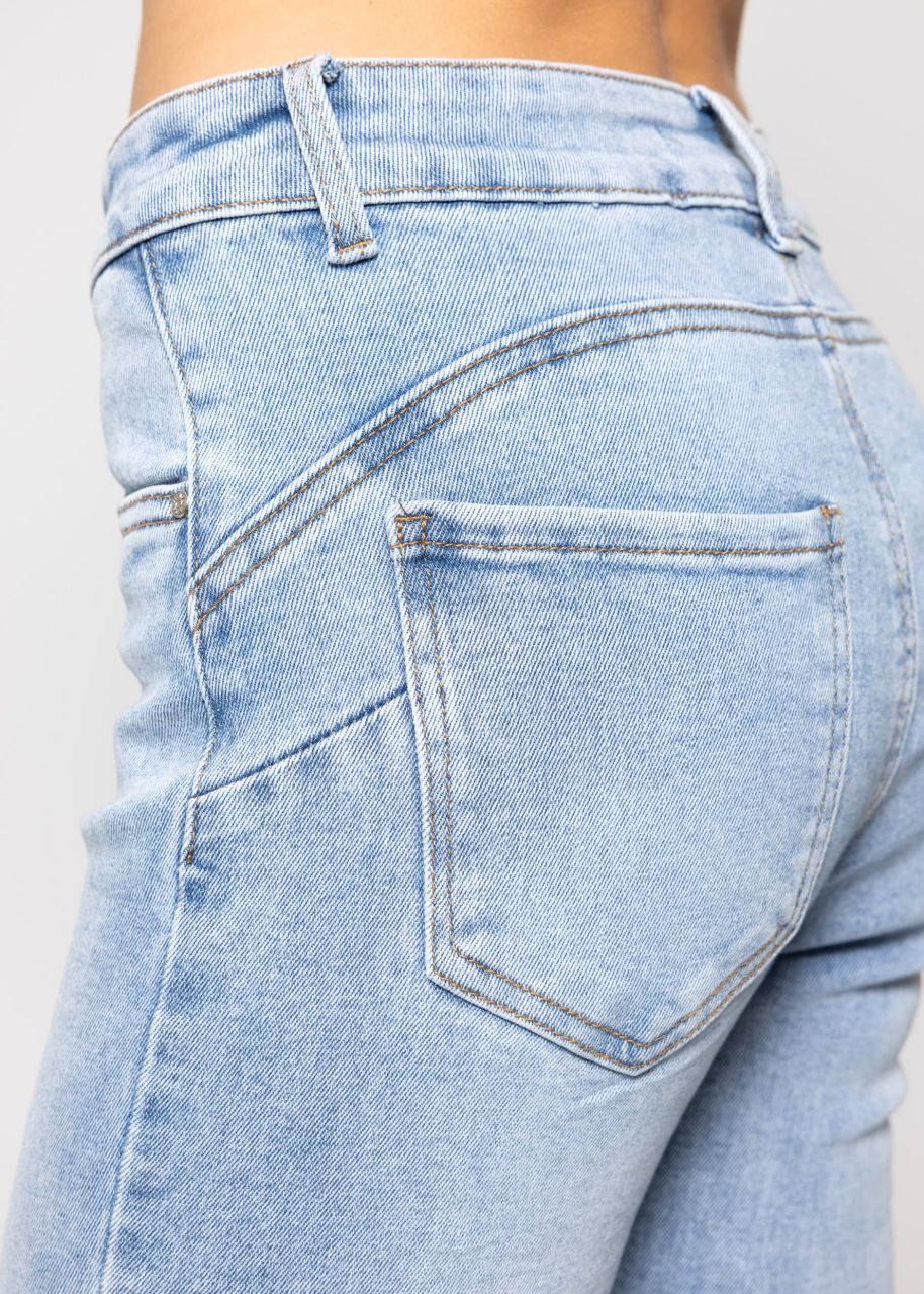 Flared Jeans mit heller Waschung - hellblau