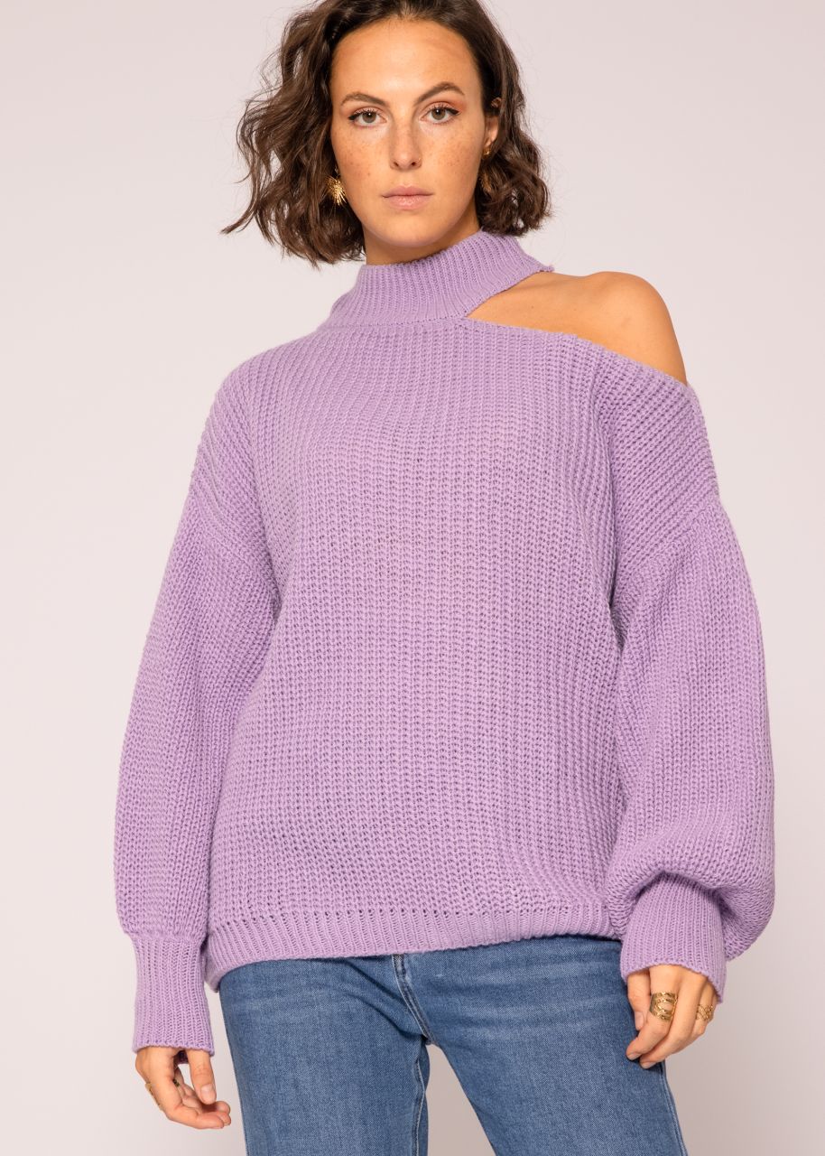 Oversize Cut-Out Pullover, lila