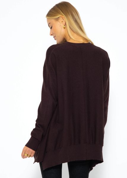 Oversize Pullover, hinten lang - dunkelbraun