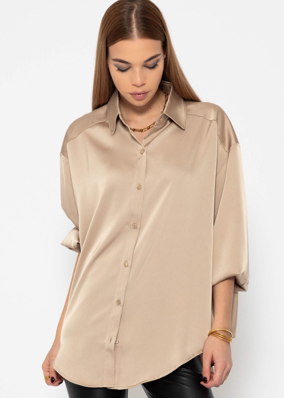 Oversize Satin Bluse - champagner