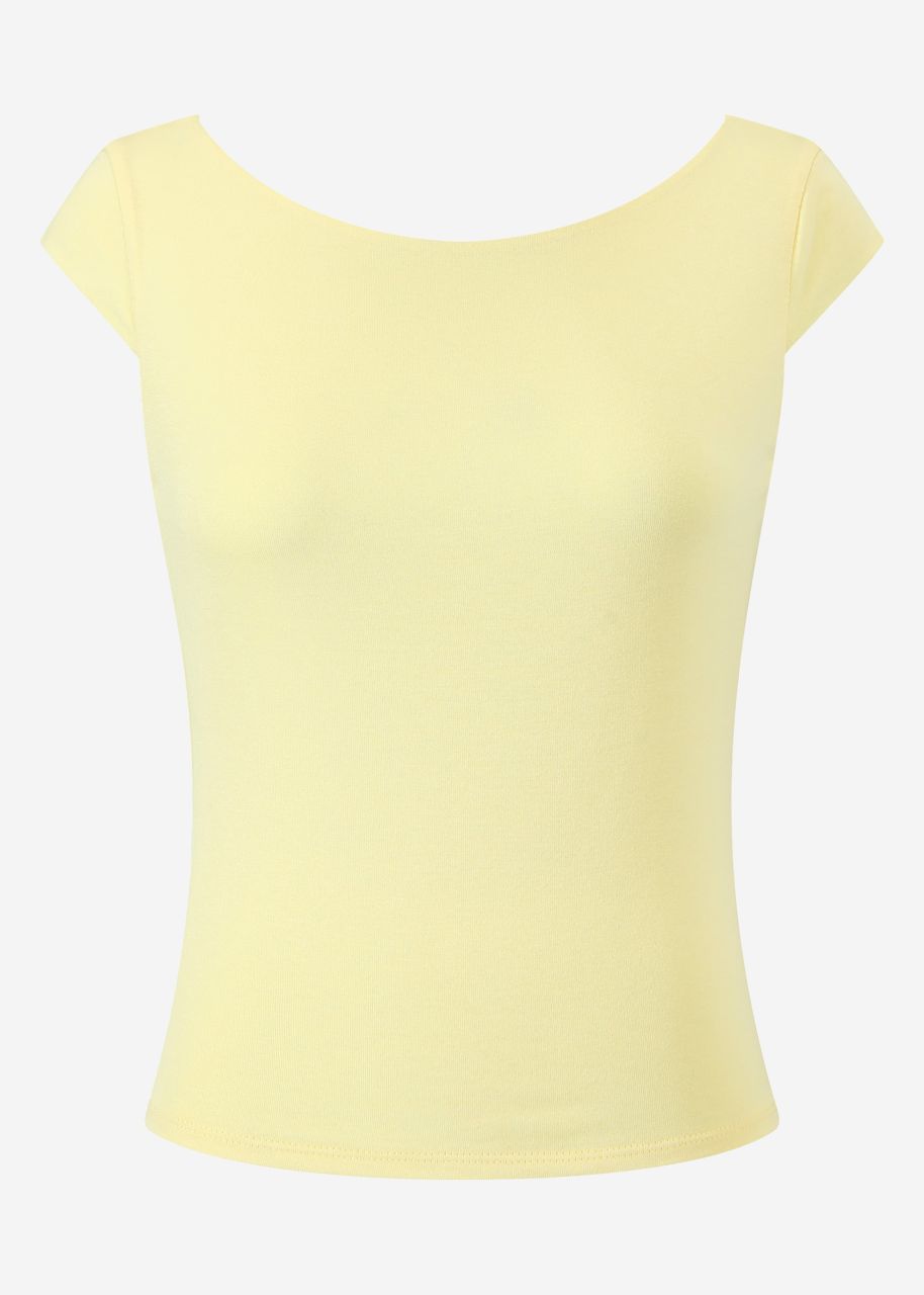 T-Shirt mit tiefem Rückenausschnitt - gelb
