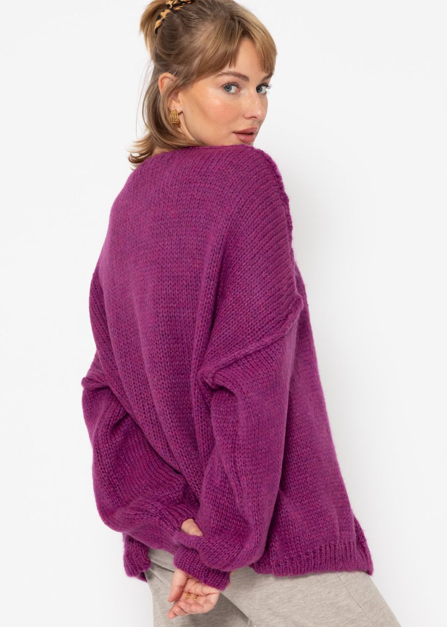 Lässiger Cardigan mit Außennähten - violett