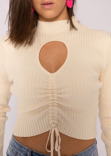 Stricktop mit Cut-Out, offwhite