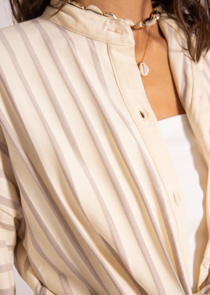 Jersey Kimono Bluse mit Streifen, beige/taupe