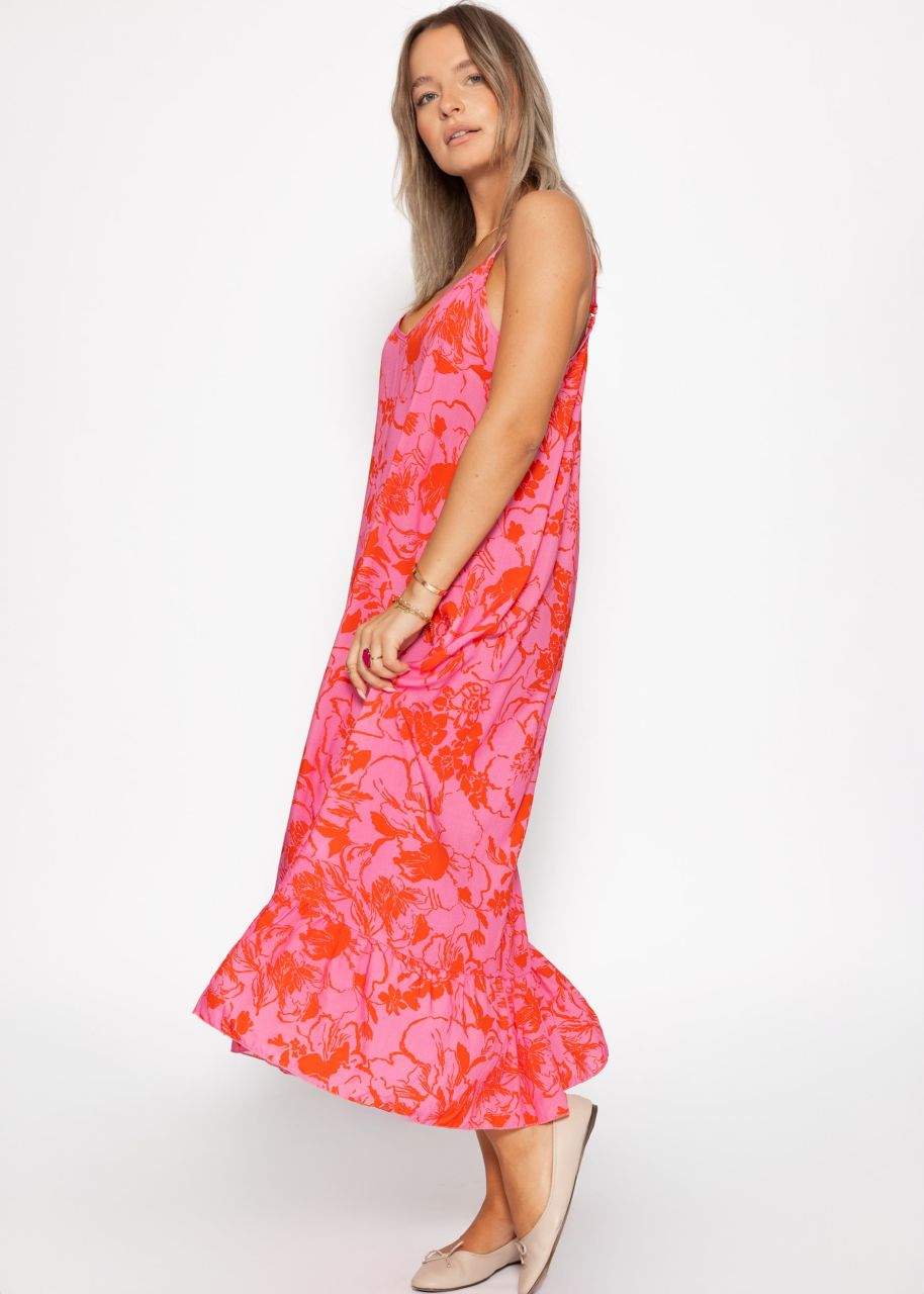 Maxikleid mit Blumen-Print - pink