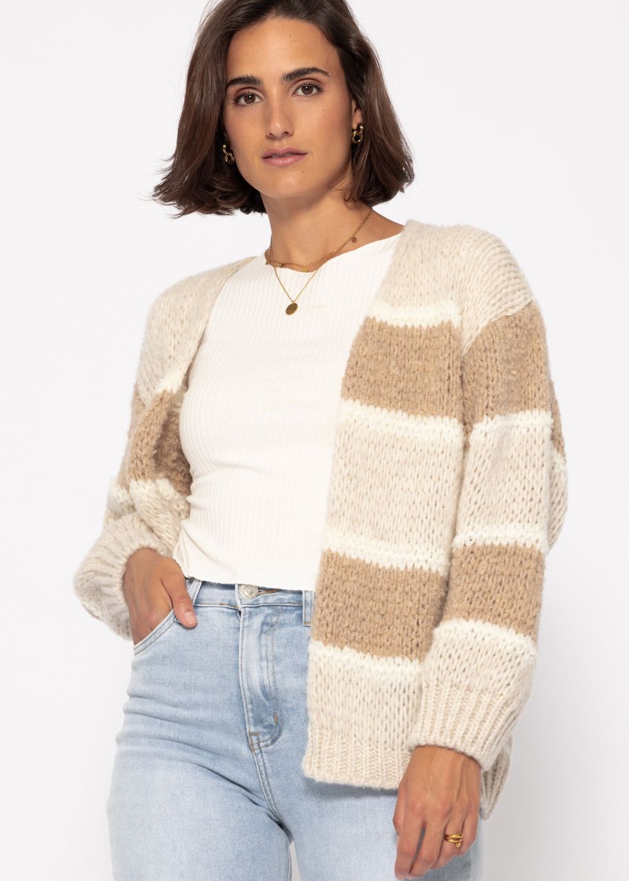 Cardigan in Streifen Design - beige