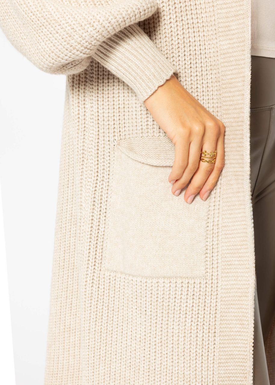 Langer super soft Cardigan mit Taschen - beige