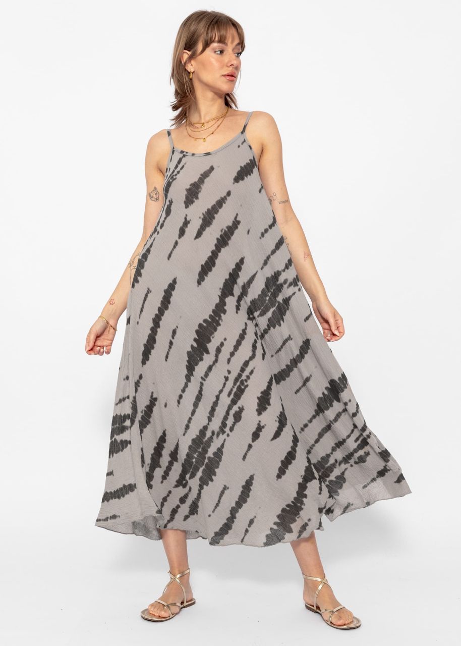Musselin Beach Kleid mit Zebra-Print - taupe