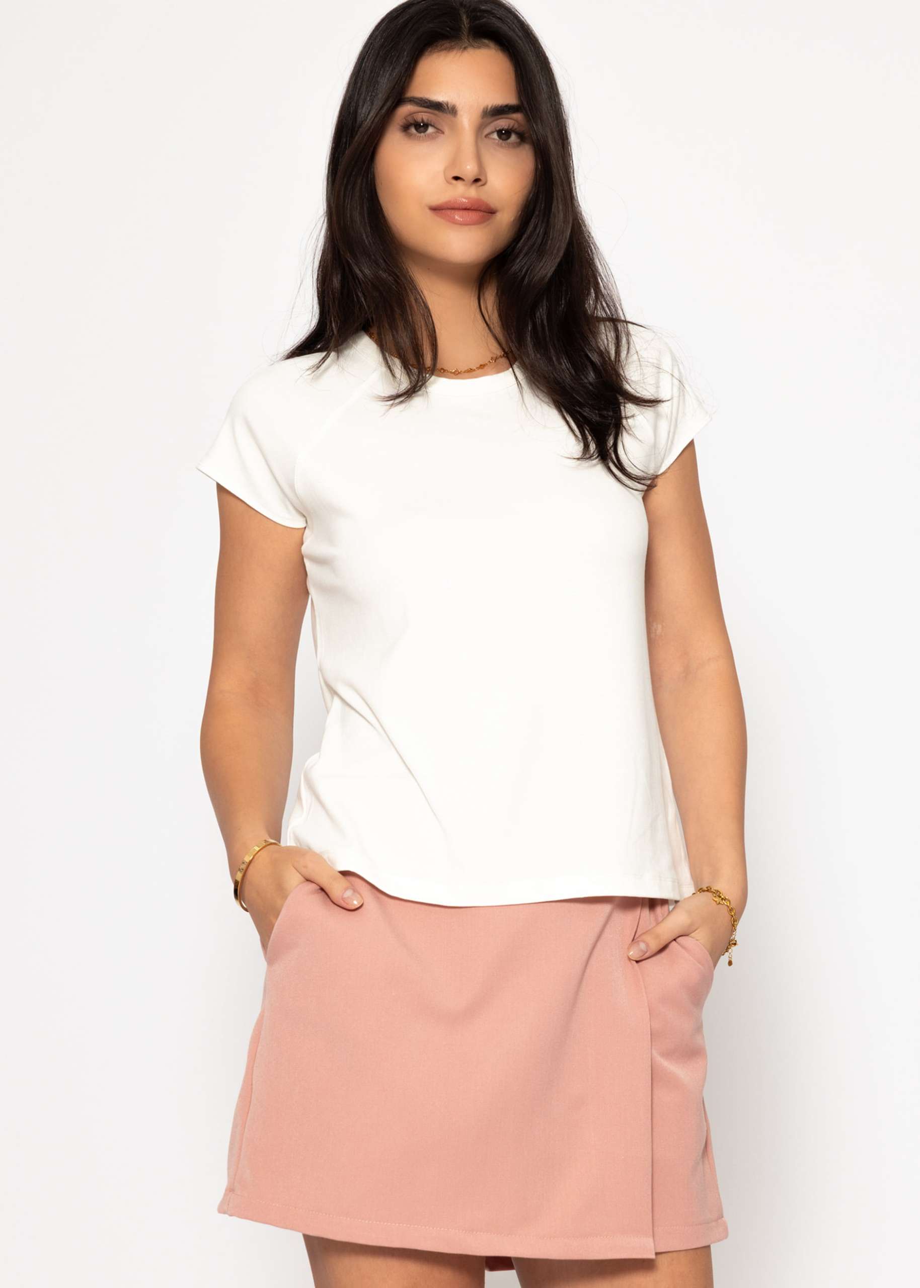 T-Shirt mit Raglannaht - offwhite