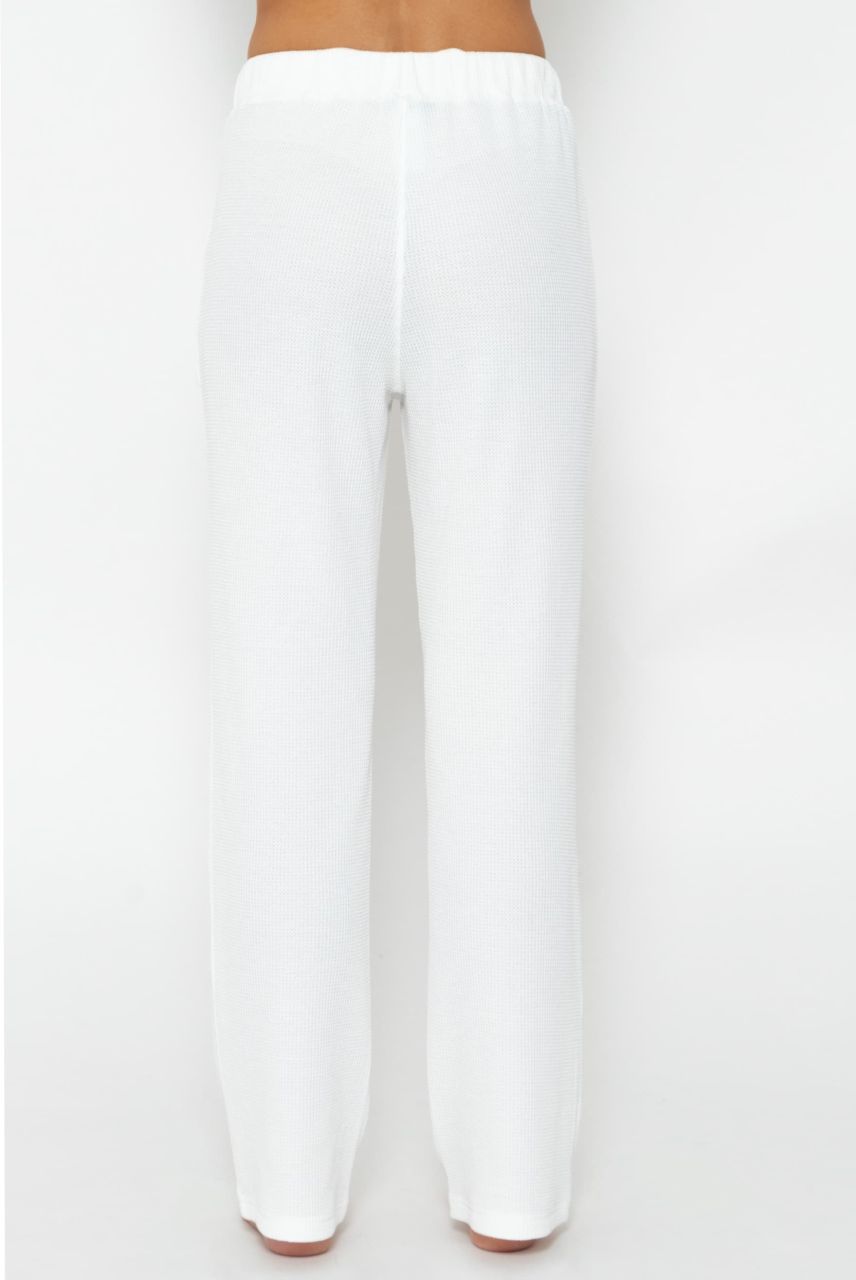 Casual Pants in Waffelpiqué - offwhite