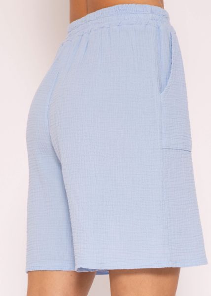 Musselin Bermuda-Shorts, hellblau