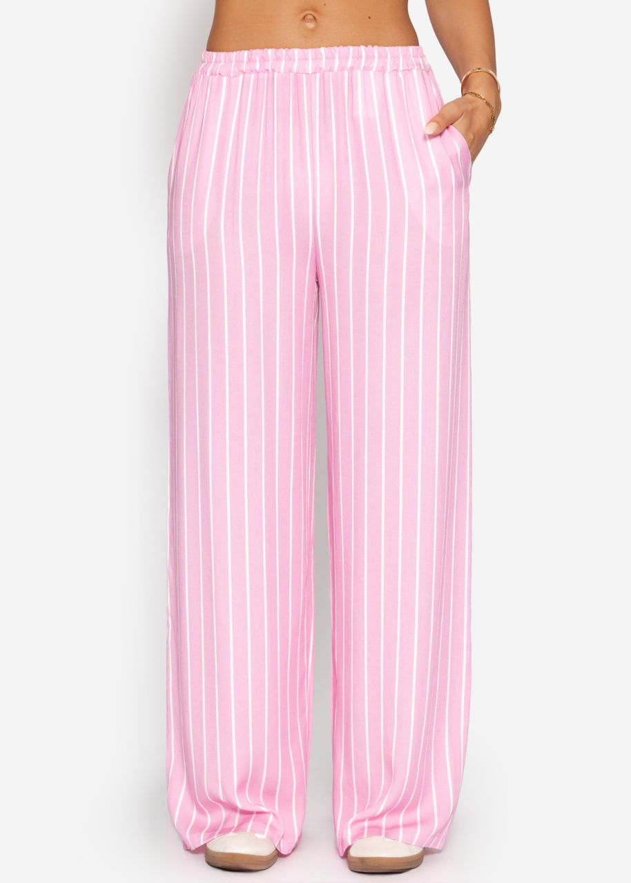 Gestreifte Hose mit weitem Bein - rosa